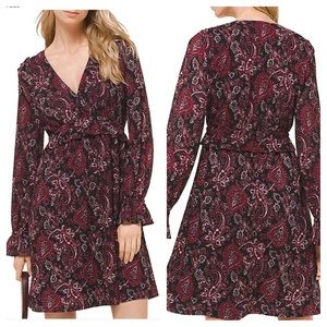 NEW MICHAEL Michael Kors Paisley Textured long Sleeve Dress Medium